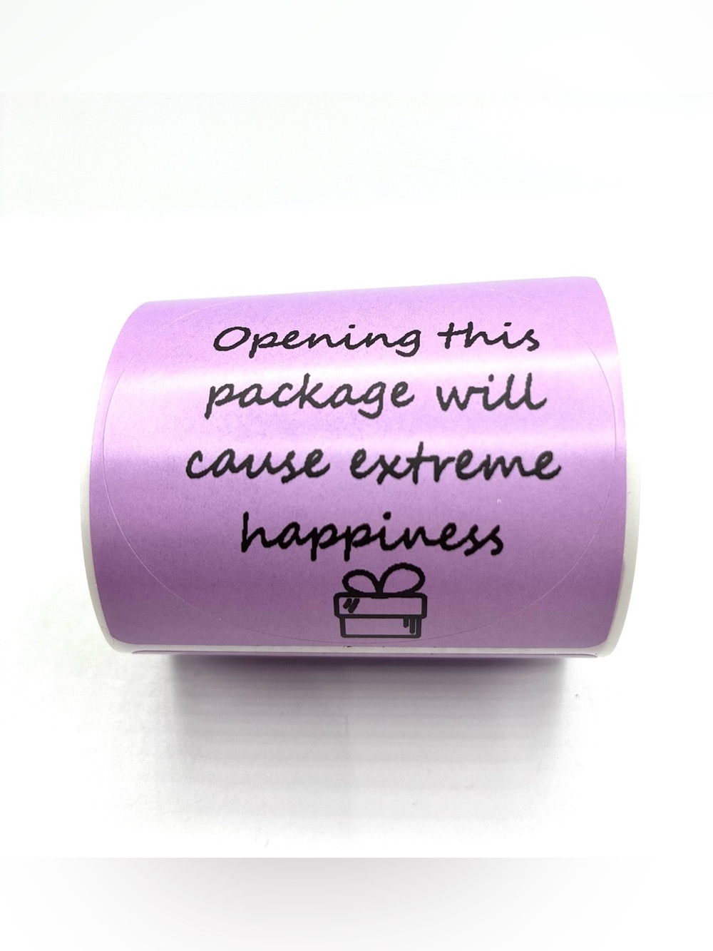 Purple ‘Opening This Package Will Cause Extreme Happiness' Stickers